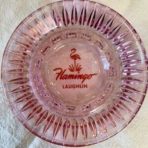 VINTAGE! Pink Glass Flamingo Ashtray